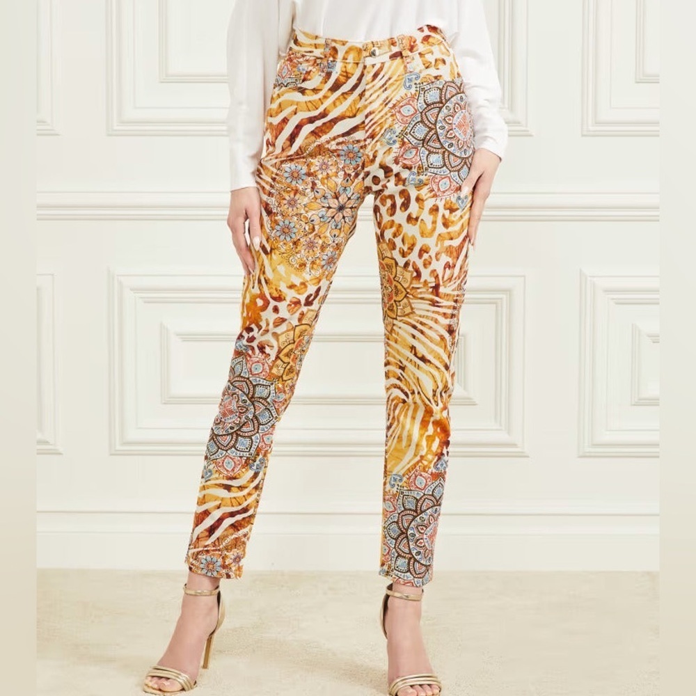 New Guess by Marciano Vibrant Animal Print Jeans SZ 26